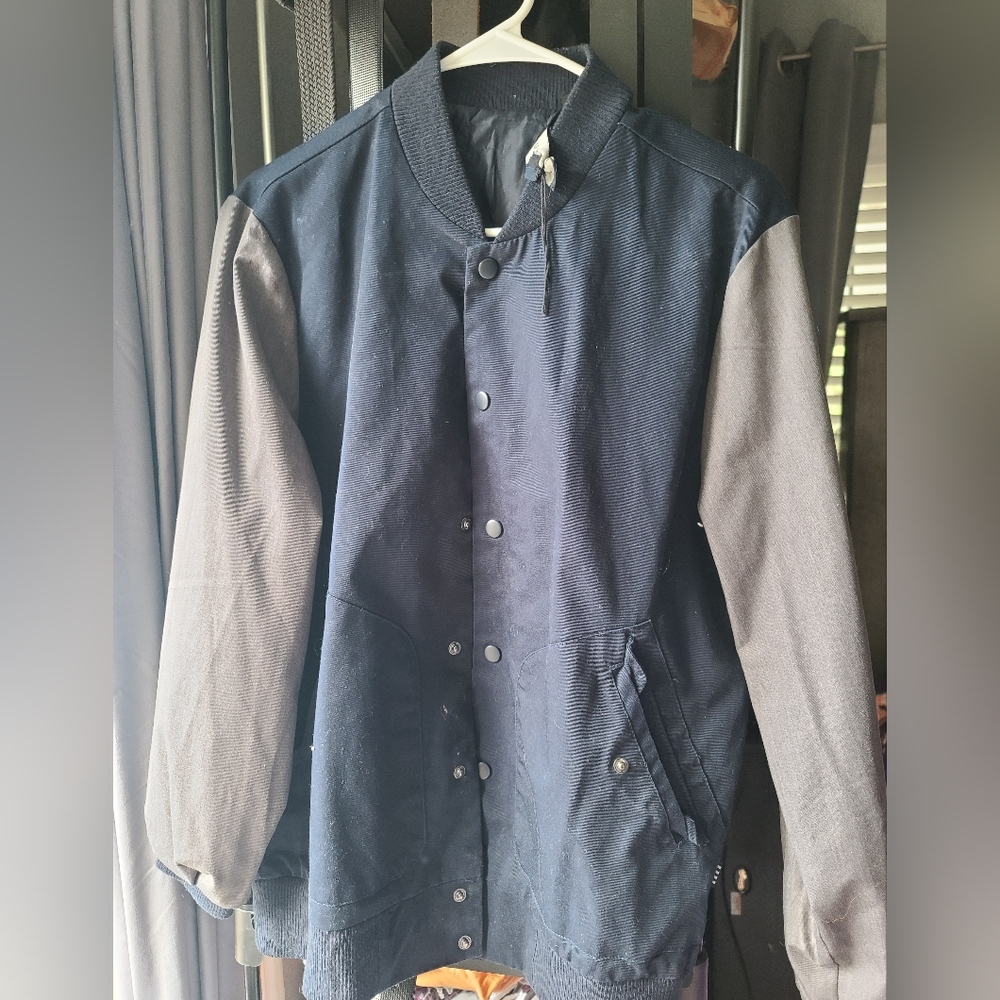 Mens Blue and Grey Bomber Jacket